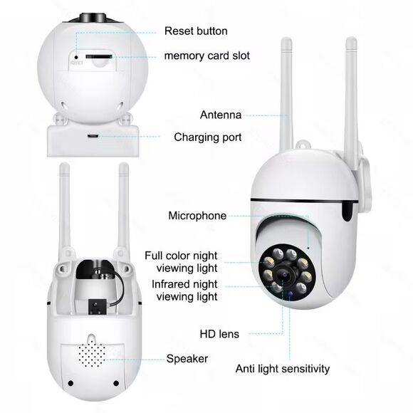 2.0MP HD WiFi Security Camera 360° Smart Cam 2.4/5G Night Vision Motion Detect - Picture 2 of 16